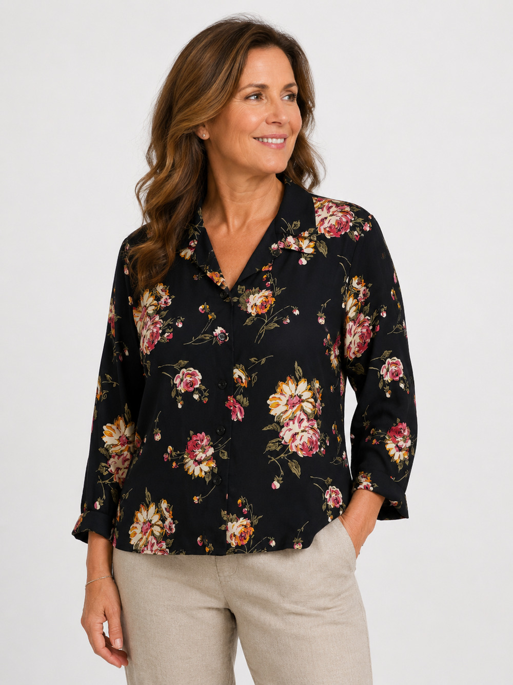 Vintage INTRIGUING THREADS Womens Blouse Size 12 Floral Cottagecore Travel